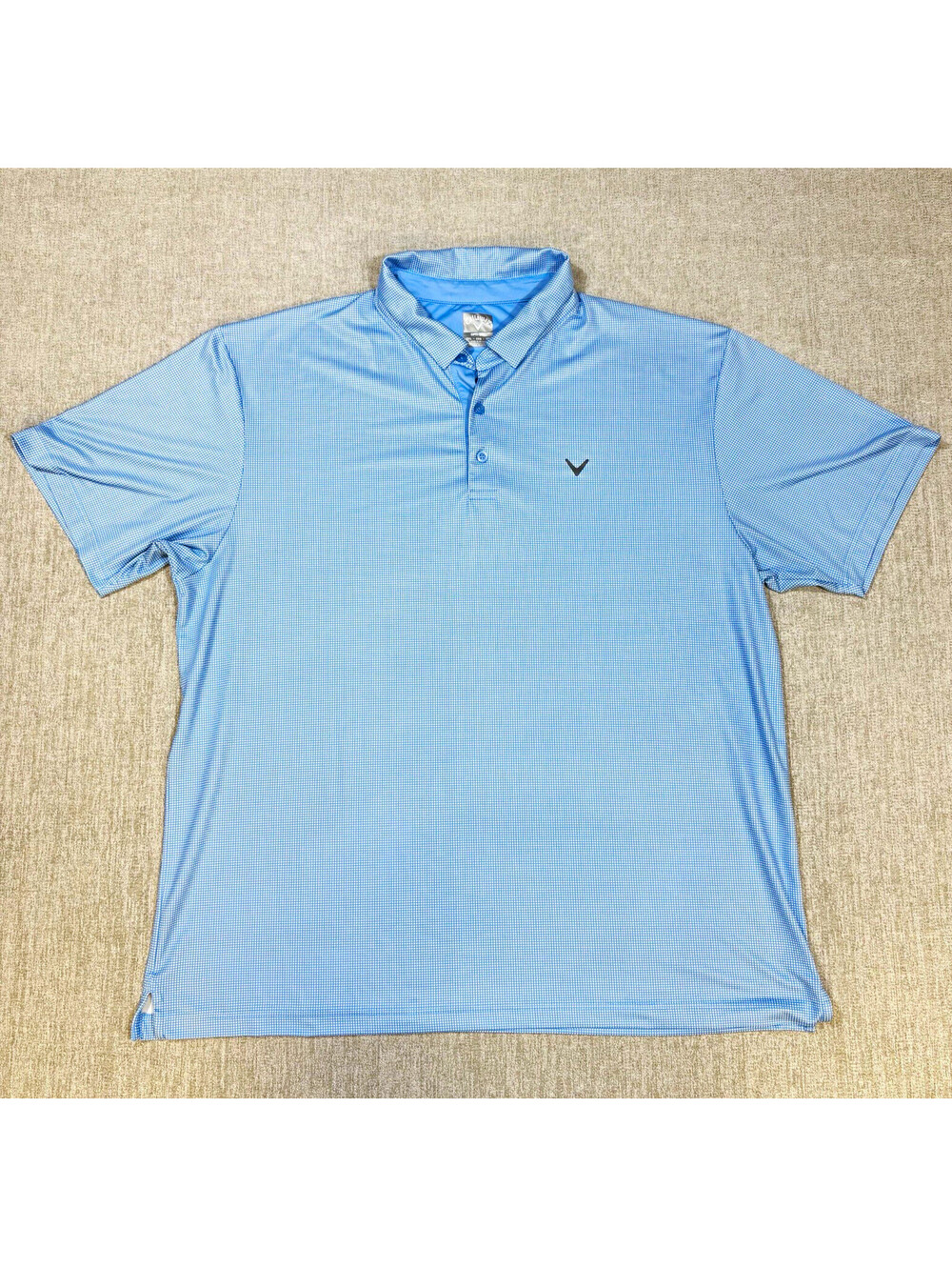 Callaway Opti-Dri Mens 2XL Blue White Gingham Check Golf Polo Shirt Stretch XXL